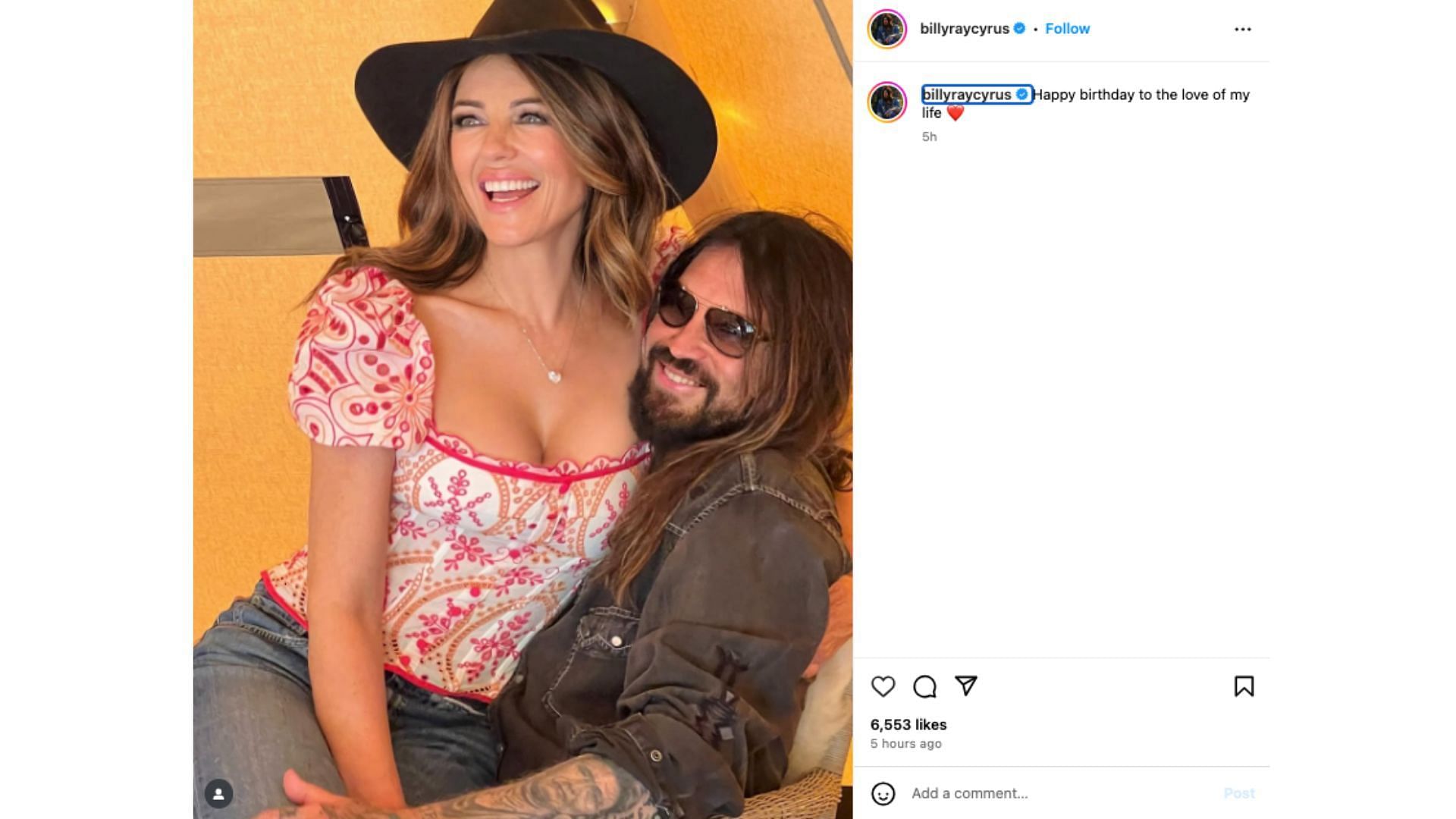 Billy Ray Cyrus' Instagram post (Image via @billyraycyrus/Instagram)